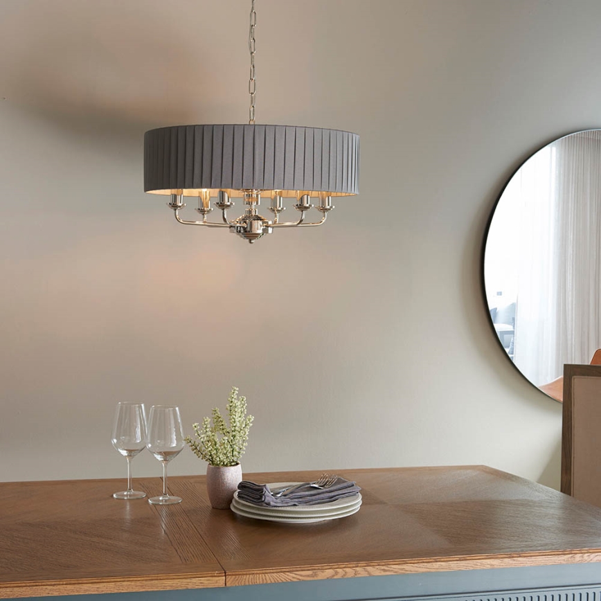 Endon 94397 - Lustra ar ķēdi HIGHCLERE 6xE14/40W/230V pelēka/spīdīgi hromēts