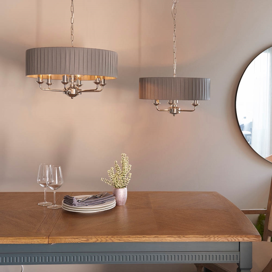 Endon 94397 - Lustra ar ķēdi HIGHCLERE 6xE14/40W/230V pelēka/spīdīgi hromēts