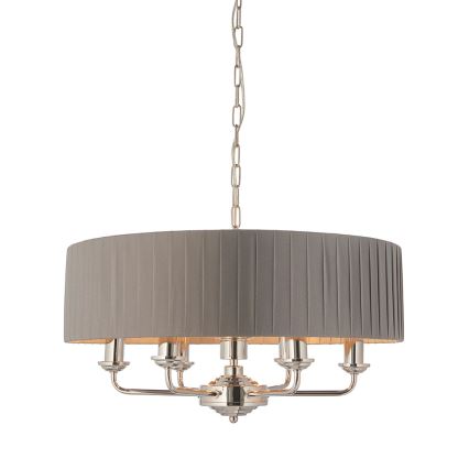 Endon 94397 - Lustra ar ķēdi HIGHCLERE 6xE14/40W/230V pelēka/spīdīgi hromēts
