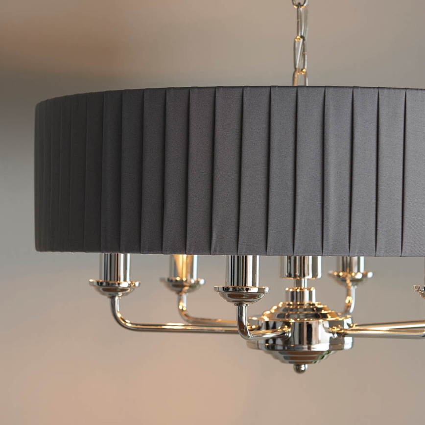 Endon 94397 - Lustra ar ķēdi HIGHCLERE 6xE14/40W/230V pelēka/spīdīgi hromēts