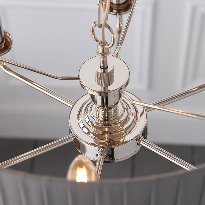 Endon 94397 - Lustra ar ķēdi HIGHCLERE 6xE14/40W/230V pelēka/spīdīgi hromēts