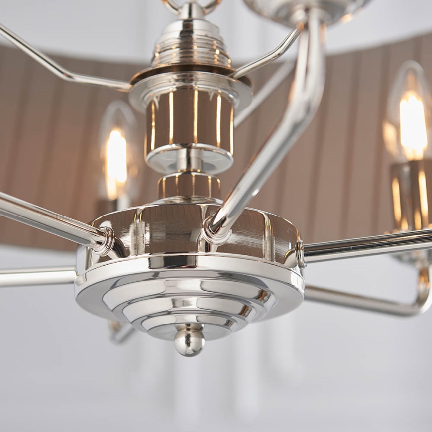 Endon 94397 - Lustra ar ķēdi HIGHCLERE 6xE14/40W/230V pelēka/spīdīgi hromēts