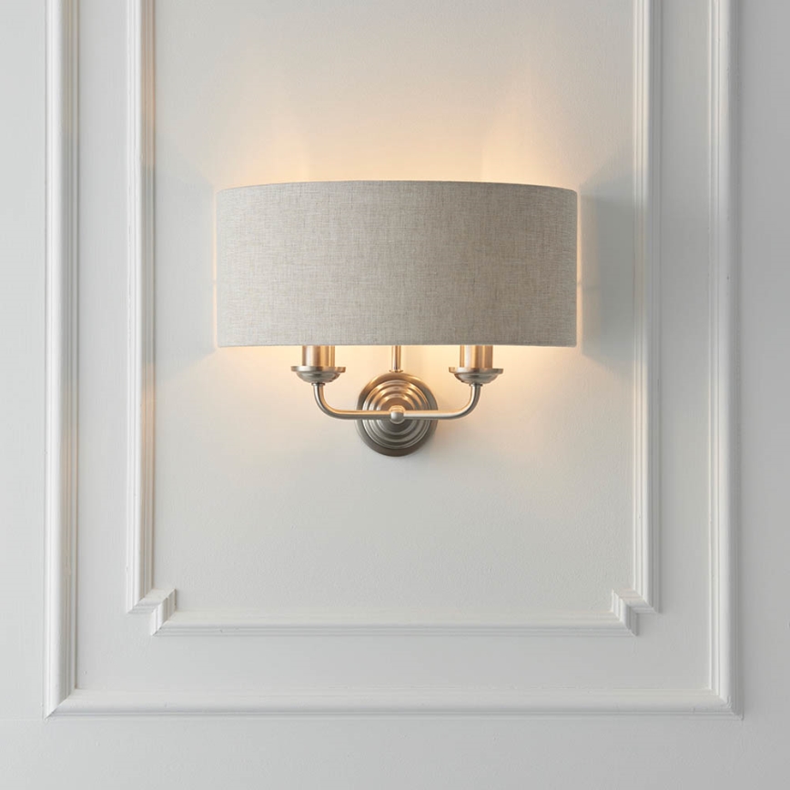 Endon 94403 - Sienas lampa HIGHCLERE 2xE14/40W/230V pelēka/matēts hroms