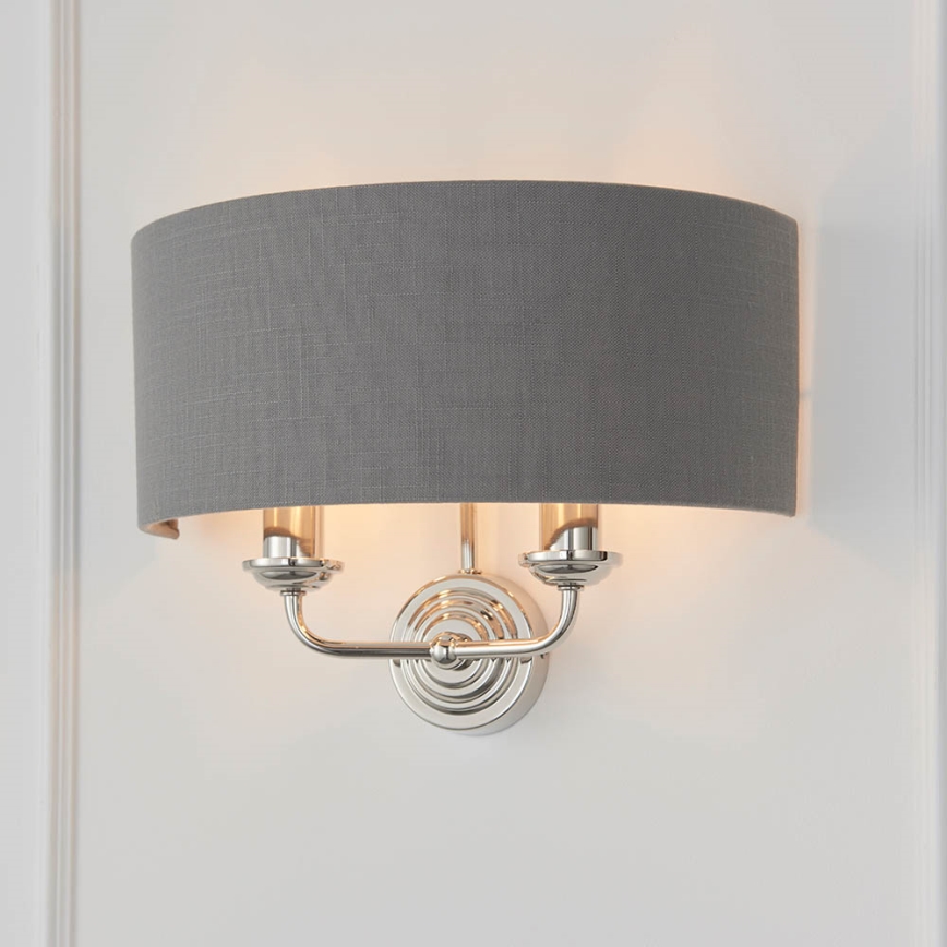 Endon 94406 - Sienas lampa HIGHCLERE 2xE14/40W/230V tumši pelēka/spīdīgi hromēts