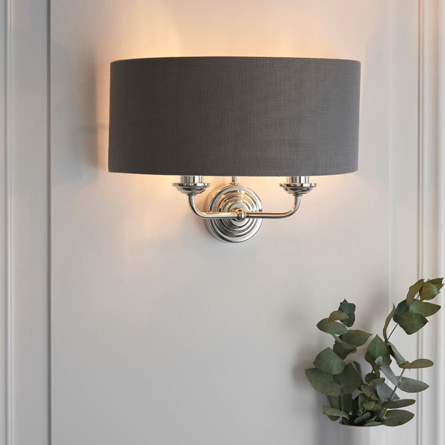 Endon 94406 - Sienas lampa HIGHCLERE 2xE14/40W/230V tumši pelēka/spīdīgi hromēts