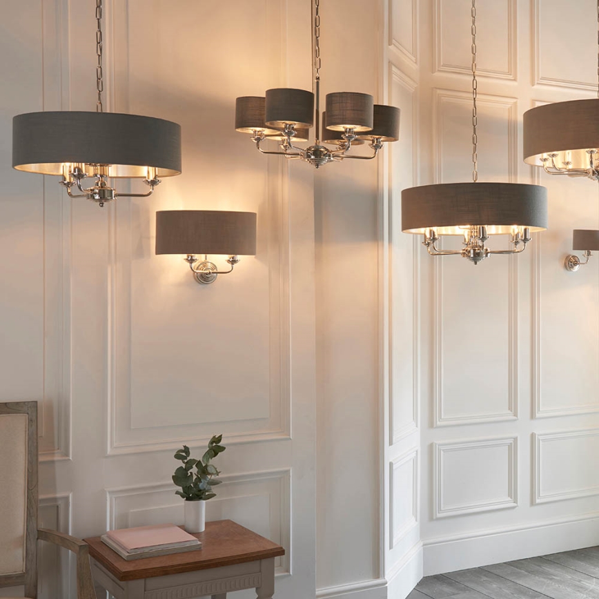 Endon 94406 - Sienas lampa HIGHCLERE 2xE14/40W/230V tumši pelēka/spīdīgi hromēts