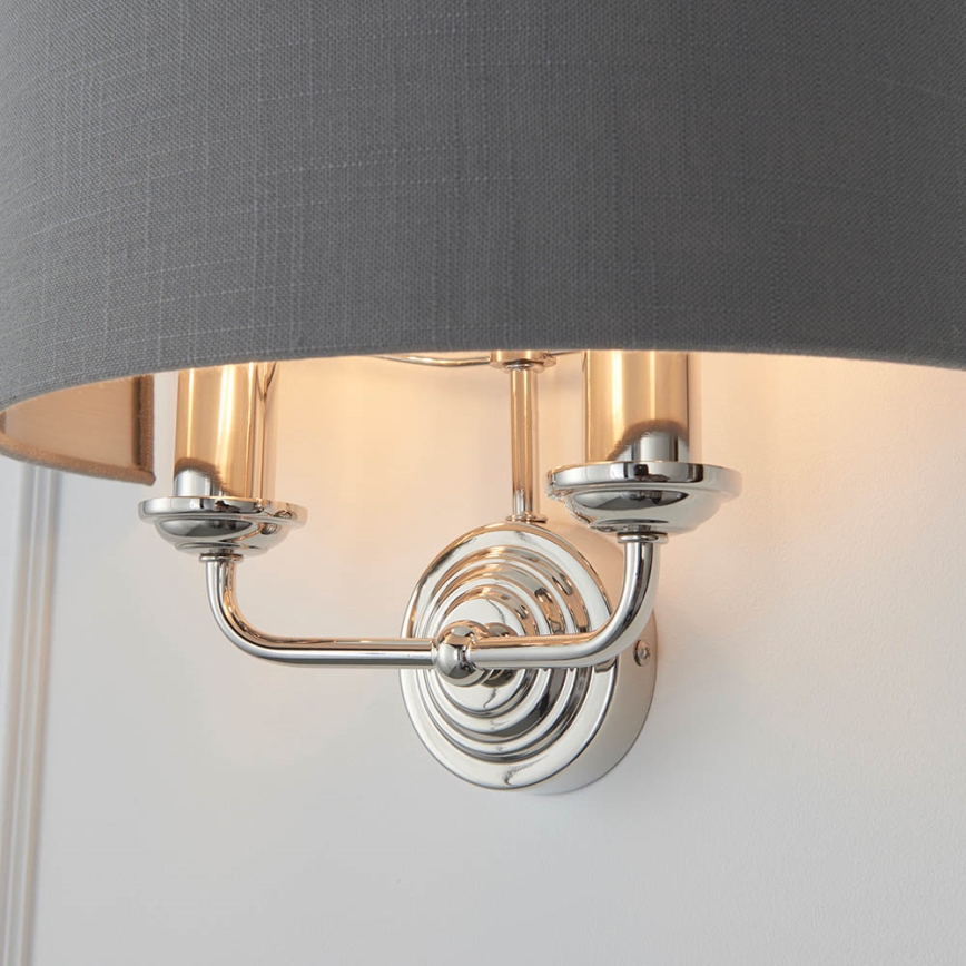 Endon 94406 - Sienas lampa HIGHCLERE 2xE14/40W/230V tumši pelēka/spīdīgi hromēts