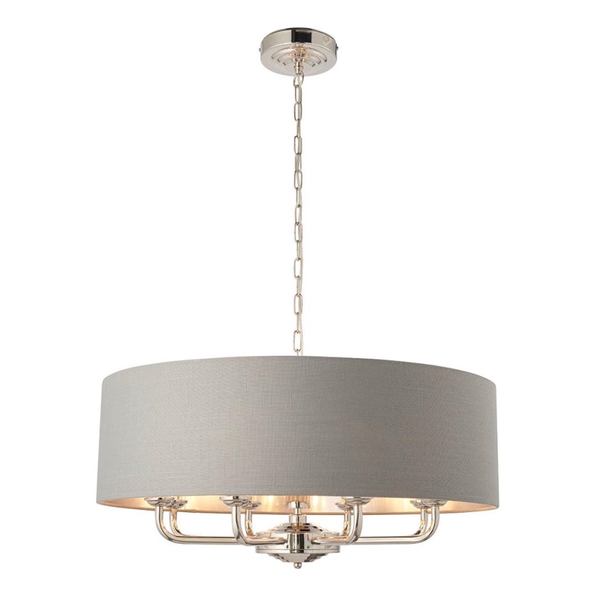 Endon 94415 - Lustra ar ķēdi HIGHCLERE 8xE14/40W/230V pelēka/spīdīgi hromēts d. 70 cm