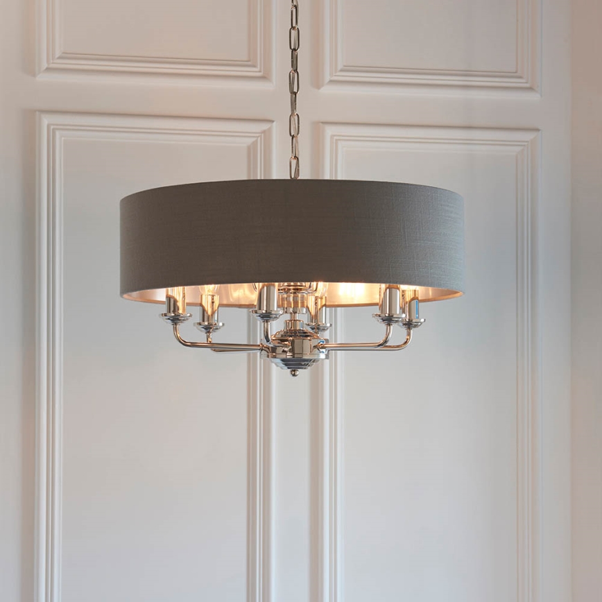 Endon 94415 - Lustra ar ķēdi HIGHCLERE 8xE14/40W/230V pelēka/spīdīgi hromēts d. 70 cm