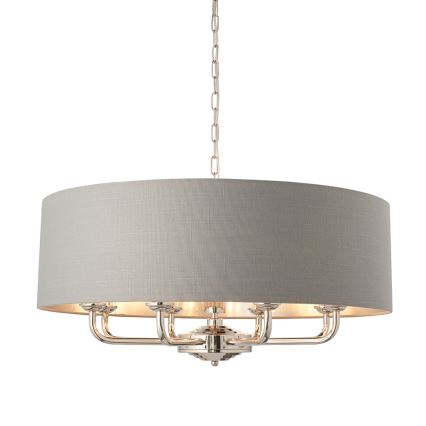Endon 94415 - Lustra ar ķēdi HIGHCLERE 8xE14/40W/230V pelēka/spīdīgi hromēts d. 70 cm