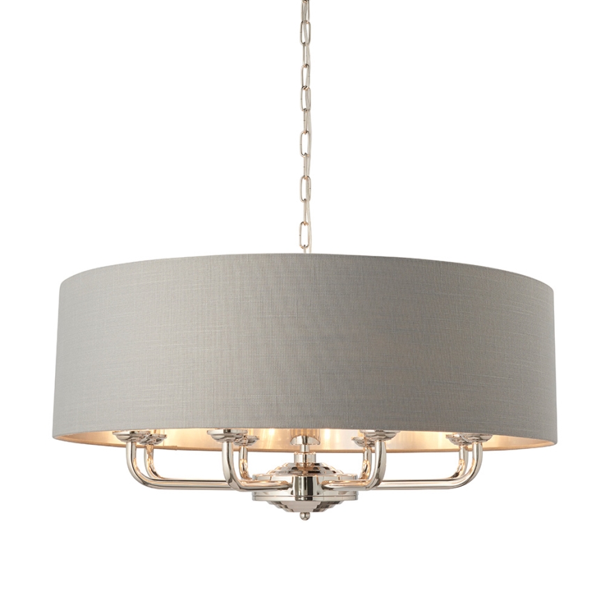 Endon 94415 - Lustra ar ķēdi HIGHCLERE 8xE14/40W/230V pelēka/spīdīgi hromēts d. 70 cm