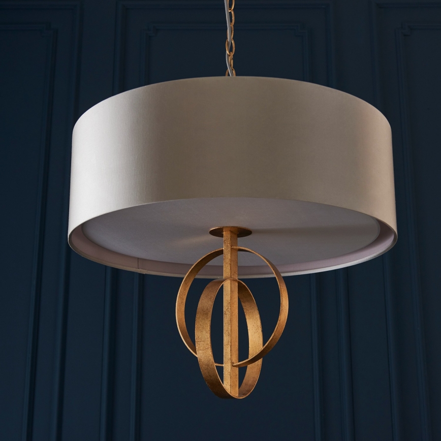 Endon 95212 - Lustra uz ķēdes 3xE27/10W/230V Ø 60 cm pelēka/misiņš