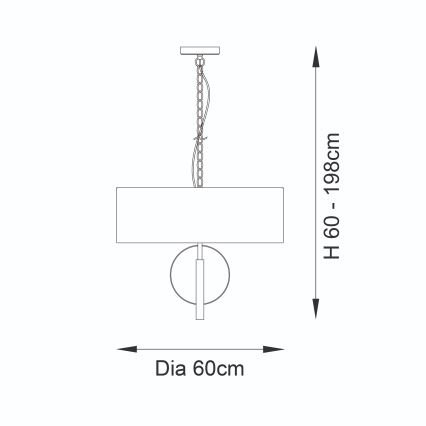 Endon 95212 - Lustra uz ķēdes 3xE27/10W/230V Ø 60 cm pelēka/misiņš