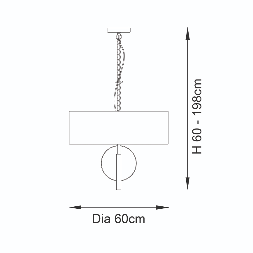 Endon 95212 - Lustra uz ķēdes 3xE27/10W/230V Ø 60 cm pelēka/misiņš
