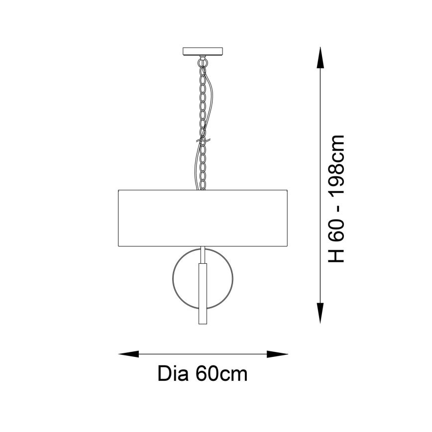 Endon 95216 - Lustra ar ķēdi 3xE27/10W/230V Ø 60 cm pelēka