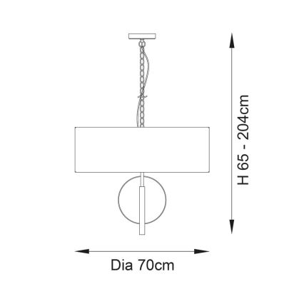Endon 95223 - lustra ar ķēdi 5xE27/10W/230V, Ø 70 cm, zila/pelēka