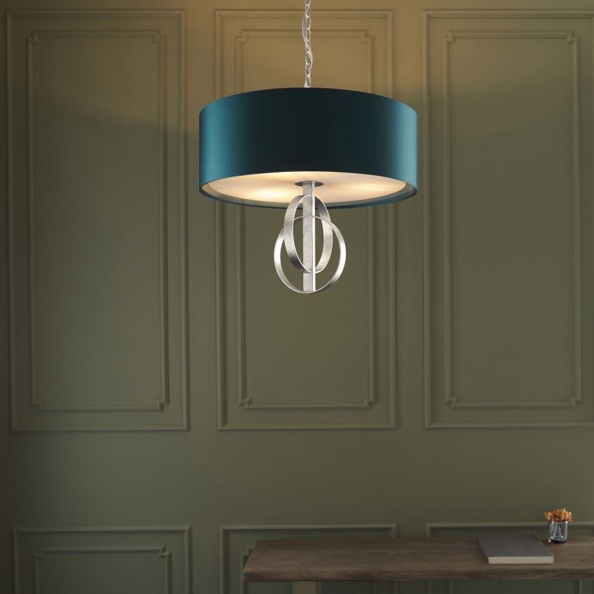 Endon 95224 - Lustra ar ķēdi 3xE27/10W/230V Ø 60 cm zila/pelēka