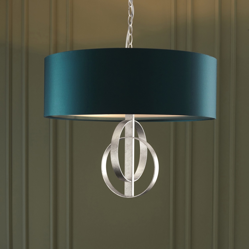 Endon 95224 - Lustra ar ķēdi 3xE27/10W/230V Ø 60 cm zila/pelēka