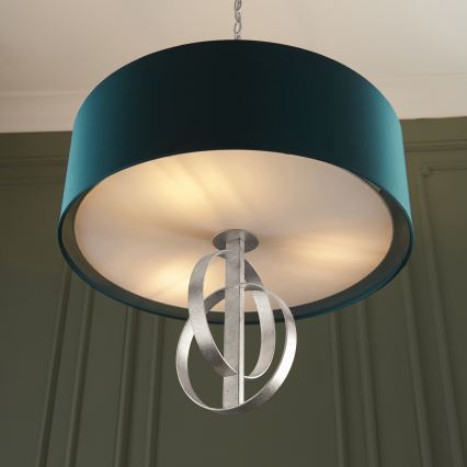 Endon 95224 - Lustra ar ķēdi 3xE27/10W/230V Ø 60 cm zila/pelēka