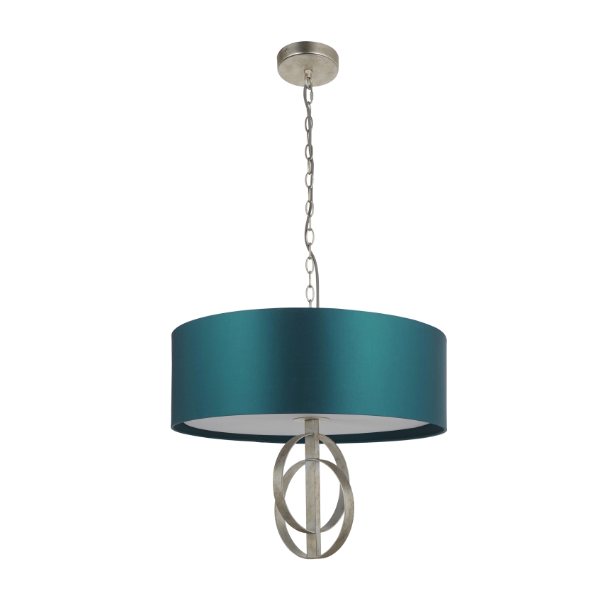 Endon 95224 - Lustra ar ķēdi 3xE27/10W/230V Ø 60 cm zila/pelēka