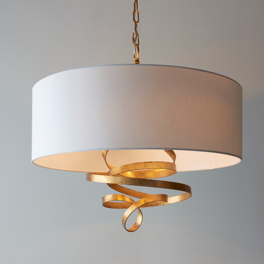 Endon 95268 - Lustra ar ķēdi 3xE14/6W/230V Ø 60 cm balta/misiņš