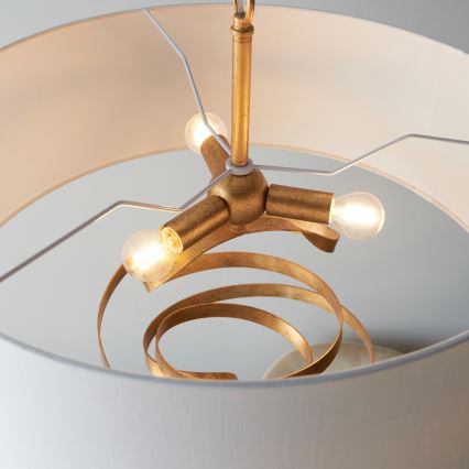 Endon 95268 - Lustra ar ķēdi 3xE14/6W/230V Ø 60 cm balta/misiņš