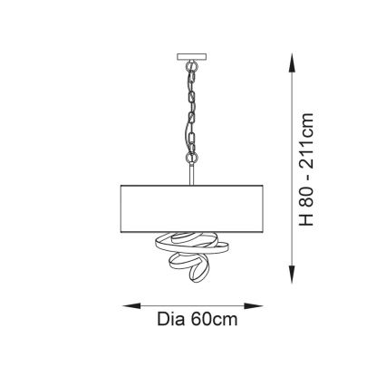 Endon 95268 - Lustra ar ķēdi 3xE14/6W/230V Ø 60 cm balta/misiņš