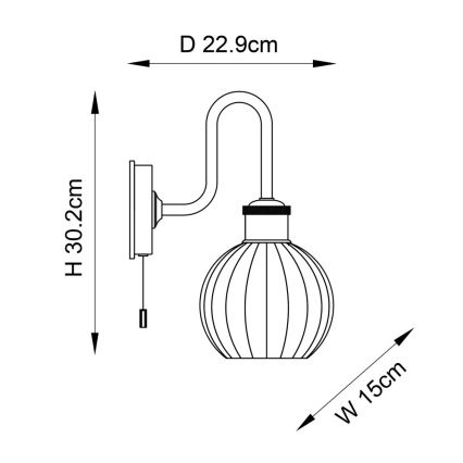 Endon 95507 - Vannas istabas sienas lampa KENDALL 1xE27/10W/230V IP44 misiņš