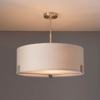 Endon 95834 - Lustra ar stieni HAYFIELD 3xE27/40W/230V matēts hroms/bēša