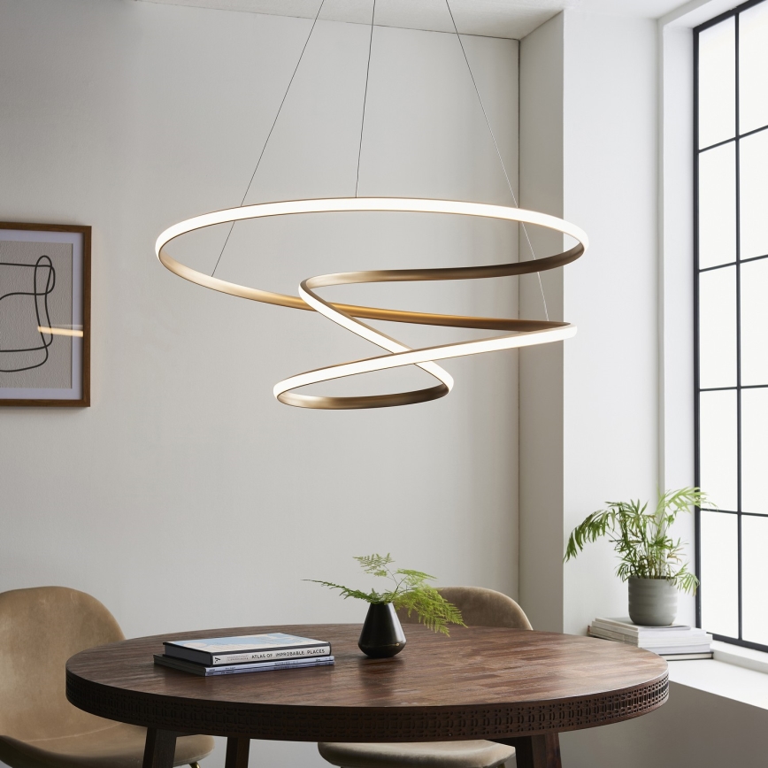 Endon 97639 - TWIRL regulējama LED piekaramā lustra uz kabeļa LED/88W/230V 3000K zeltaina