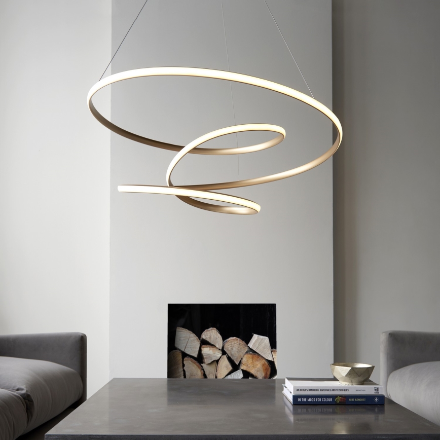 Endon 97639 - TWIRL regulējama LED piekaramā lustra uz kabeļa LED/88W/230V 3000K zeltaina