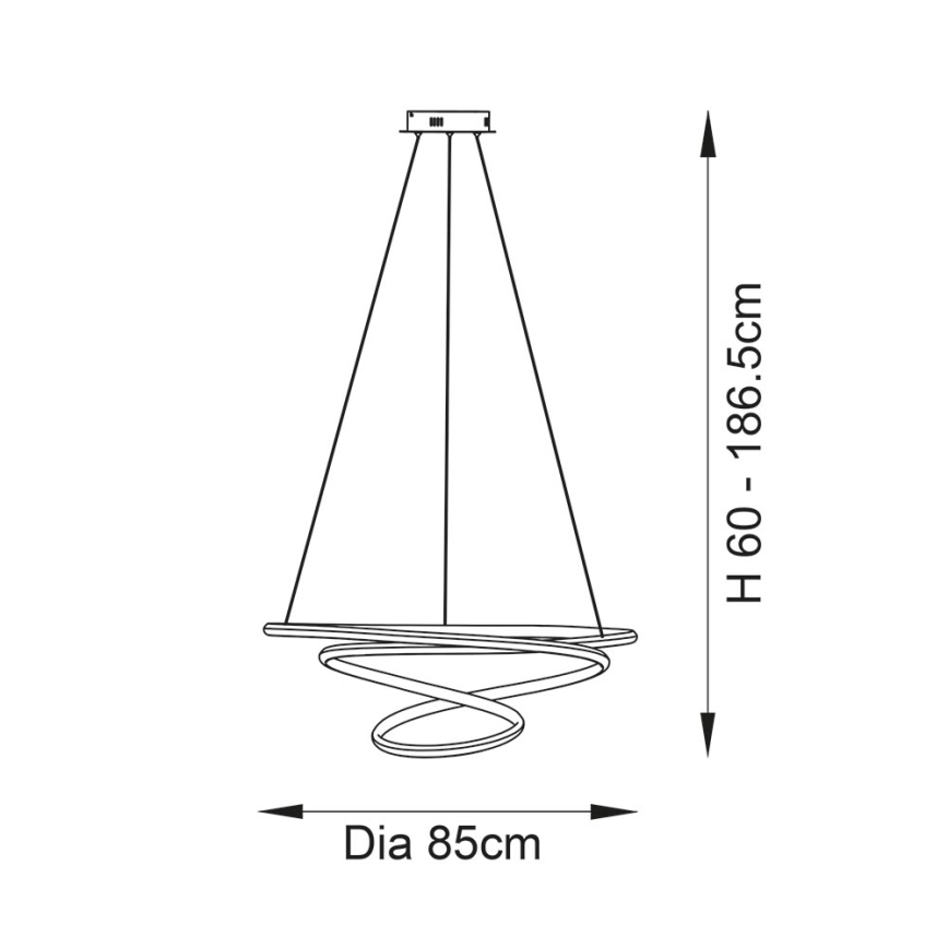 Endon 97639 - TWIRL regulējama LED piekaramā lustra uz kabeļa LED/88W/230V 3000K zeltaina