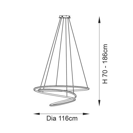 Endon 97645 - Regulējama LED lustra uz kabeļa TWIRL LED/131W/230V 3000K zelta