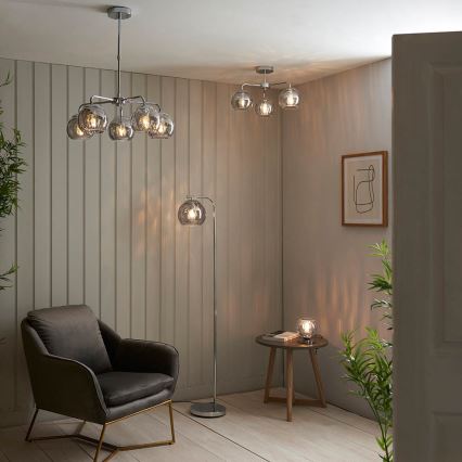 Endon 97971 - Virsmas montēta lustra DIMPLE 3xE14/25W/230V spīdīgs hroms/dūmakaini pelēks