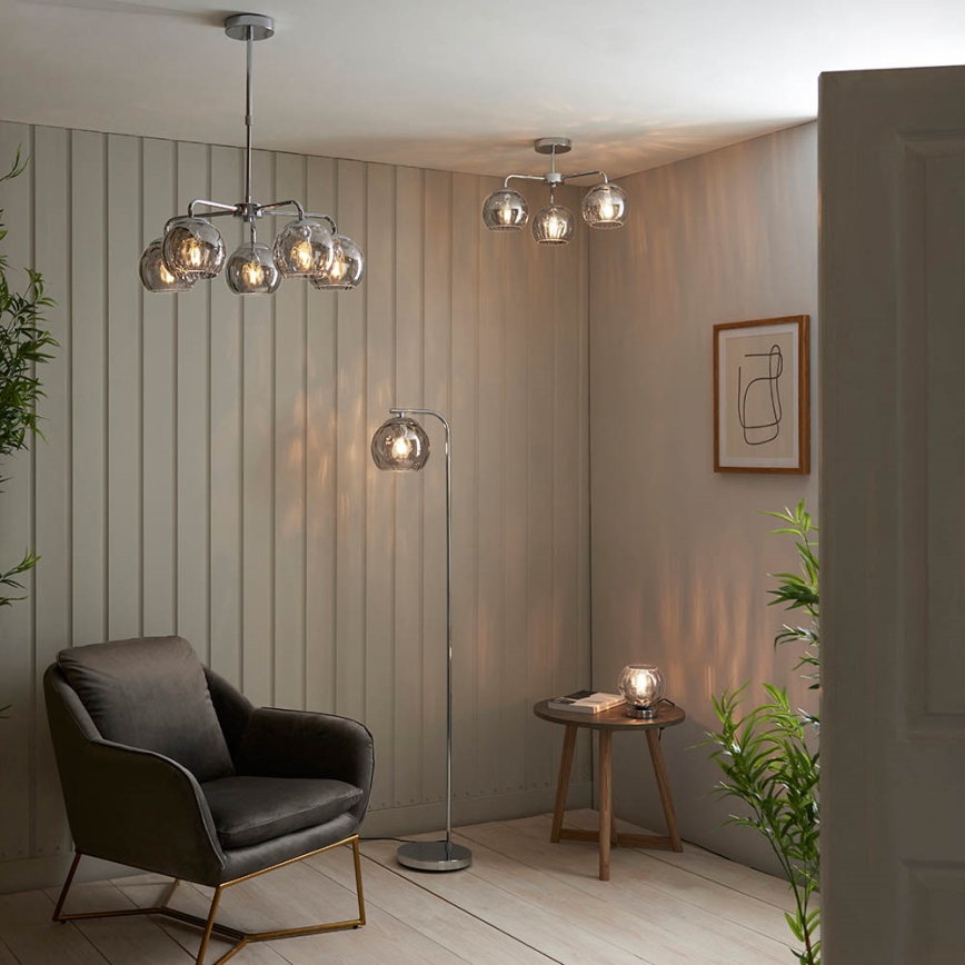 Endon 97971 - Virsmas montēta lustra DIMPLE 3xE14/25W/230V spīdīgs hroms/dūmakaini pelēks