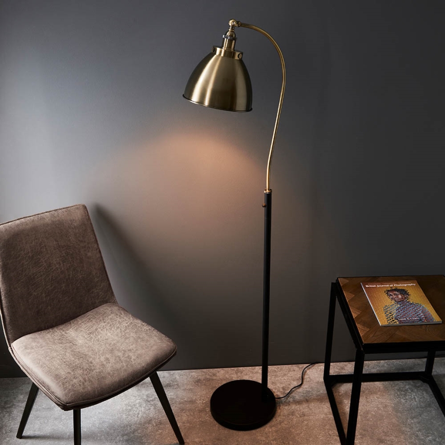 Endon 98748 - Grīdas lampa FRANKLIN 1xE27/10W/230V misiņš/melna