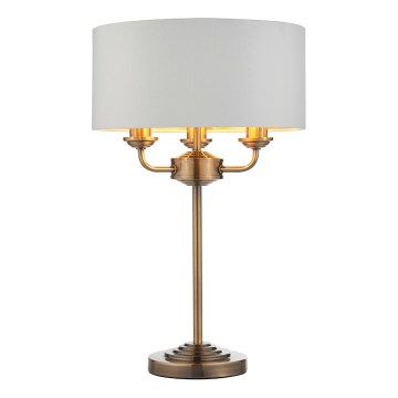 Endon 98932 - Galda lampa HIGHCLERE 3xE14/18W/230V balta/misiņkrāsa Ø 32 cm