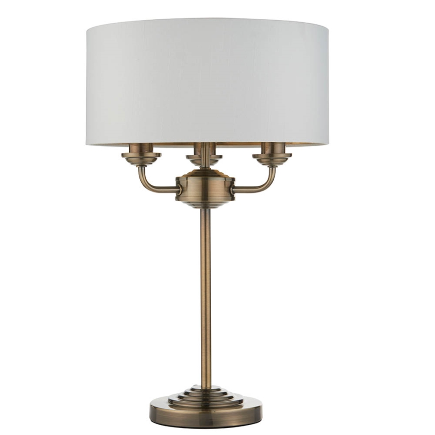 Endon 98932 - Galda lampa HIGHCLERE 3xE14/18W/230V balta/misiņkrāsa Ø 32 cm