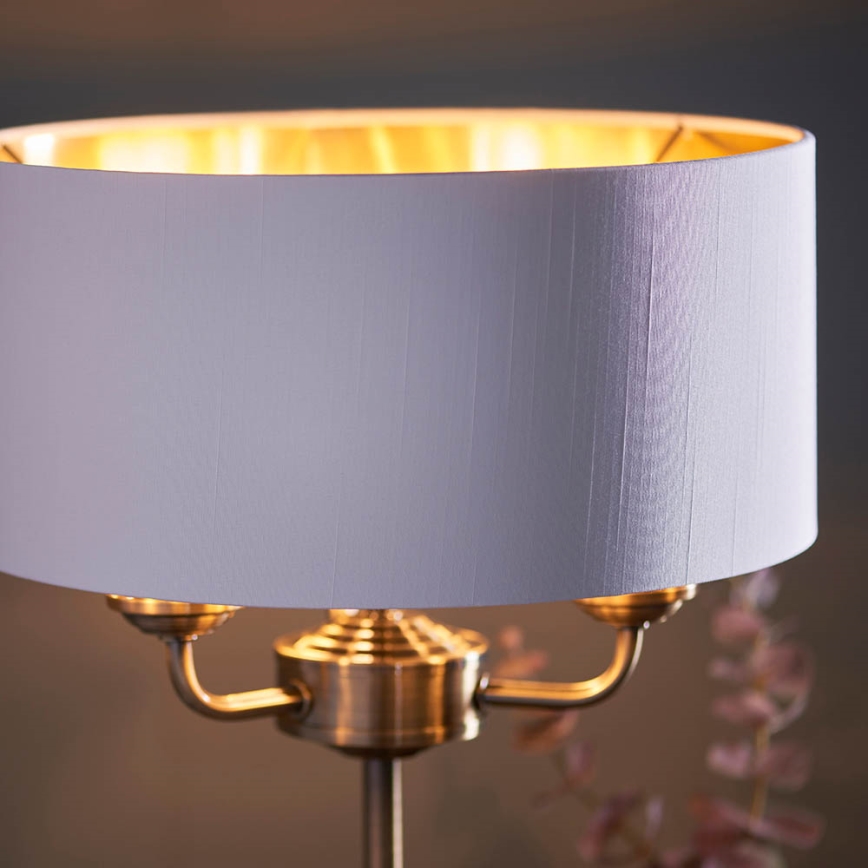 Endon 98932 - Galda lampa HIGHCLERE 3xE14/18W/230V balta/misiņkrāsa Ø 32 cm