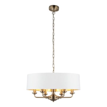 Endon 98933 - Lustra ar ķēdi HIGHCLERE 6xE14/40W/230V balta/misiņš