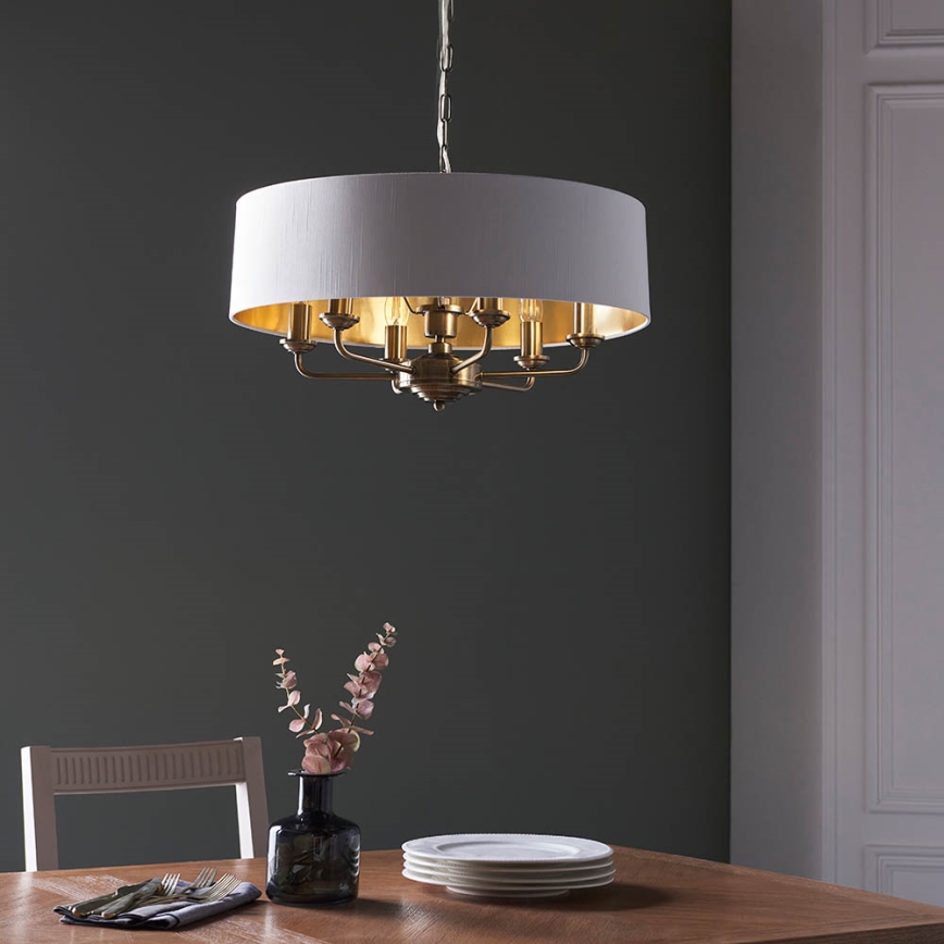Endon 98933 - Lustra ar ķēdi HIGHCLERE 6xE14/40W/230V balta/misiņš