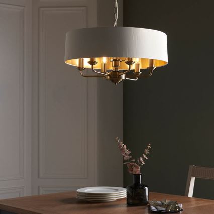 Endon 98933 - Lustra ar ķēdi HIGHCLERE 6xE14/40W/230V balta/misiņš
