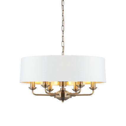 Endon 98933 - Lustra ar ķēdi HIGHCLERE 6xE14/40W/230V balta/misiņš