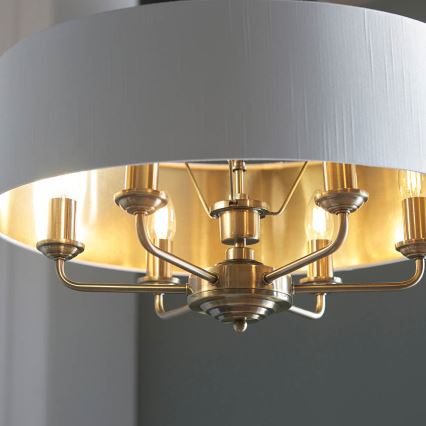 Endon 98933 - Lustra ar ķēdi HIGHCLERE 6xE14/40W/230V balta/misiņš