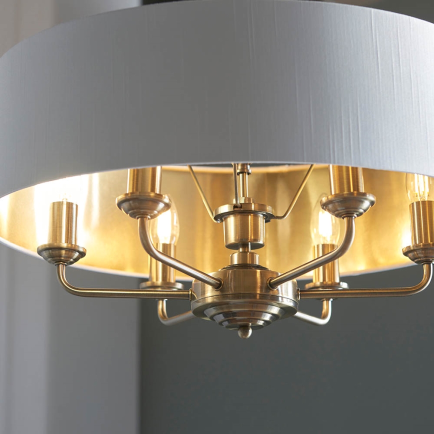 Endon 98933 - Lustra ar ķēdi HIGHCLERE 6xE14/40W/230V balta/misiņš