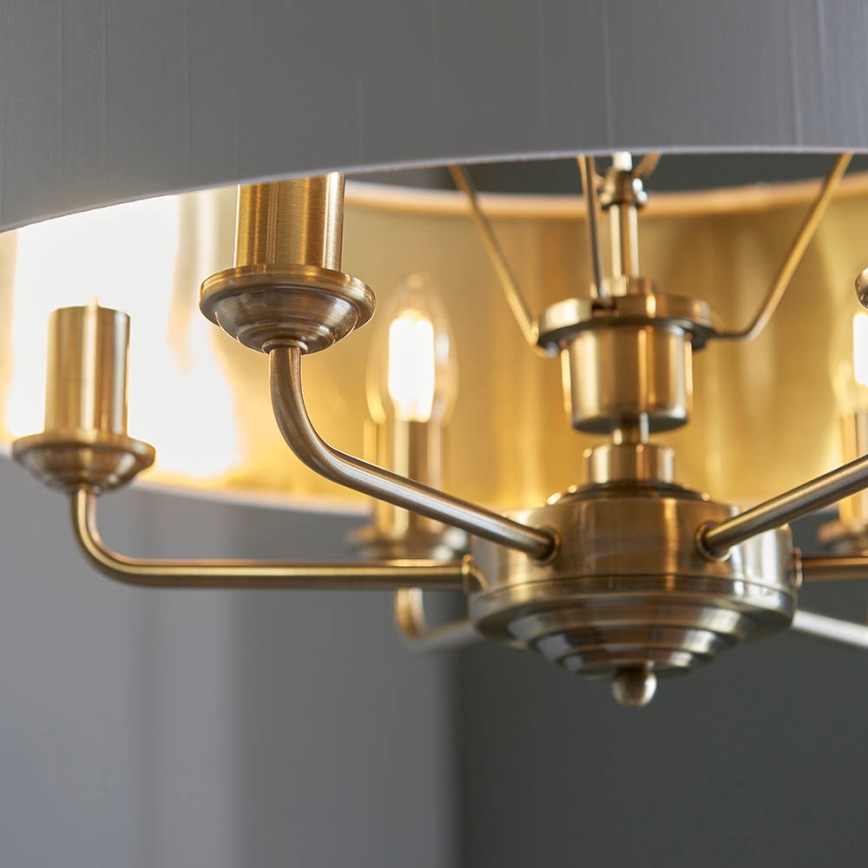 Endon 98933 - Lustra ar ķēdi HIGHCLERE 6xE14/40W/230V balta/misiņš