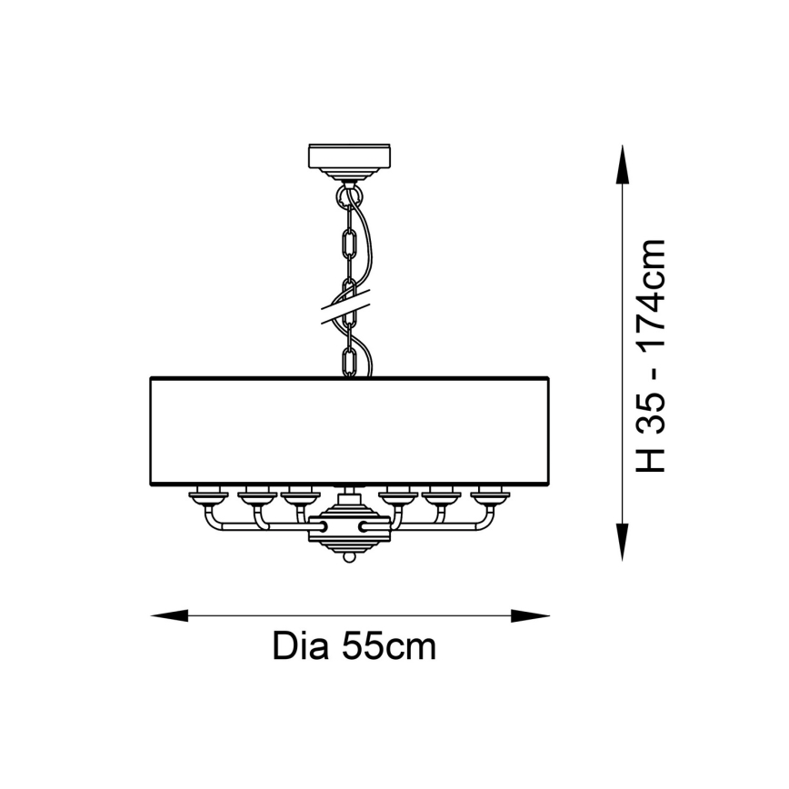 Endon 98933 - Lustra ar ķēdi HIGHCLERE 6xE14/40W/230V balta/misiņš
