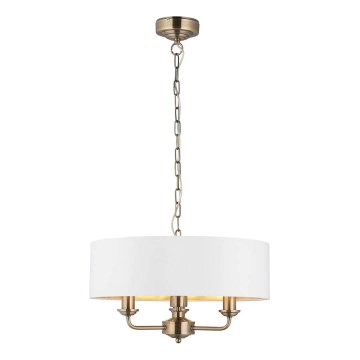 Endon 98934 - Lustra ar ķēdi HIGHCLERE 3xE14/40W/230V balta/misiņš