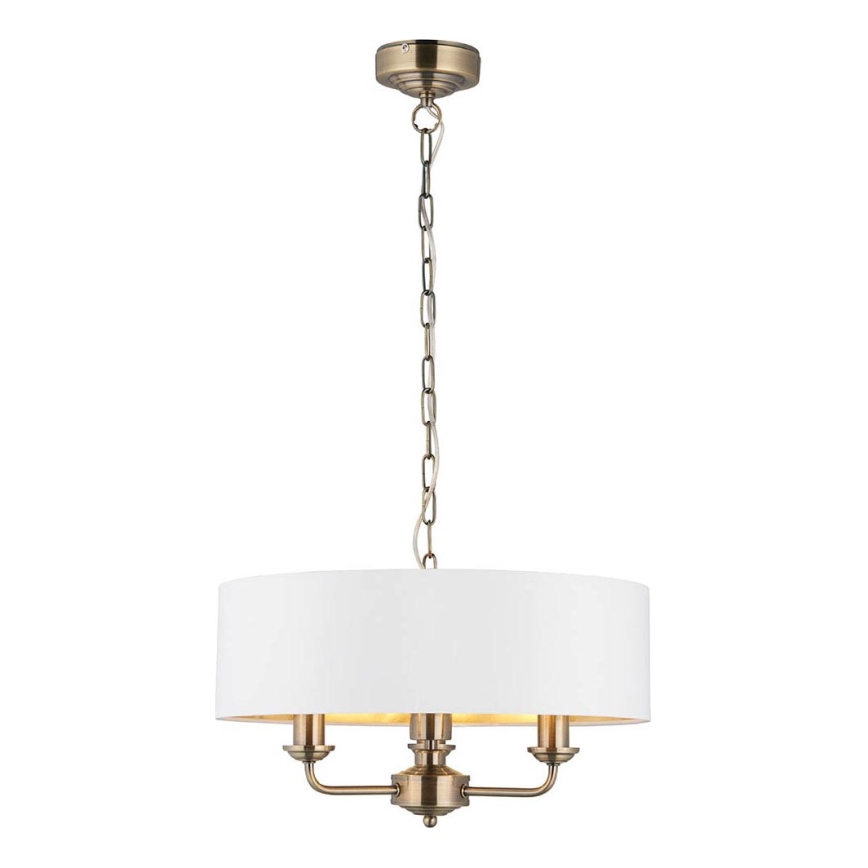Endon 98934 - Lustra ar ķēdi HIGHCLERE 3xE14/40W/230V balta/misiņš