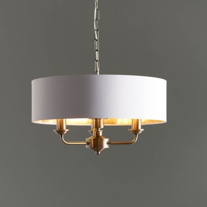 Endon 98934 - Lustra ar ķēdi HIGHCLERE 3xE14/40W/230V balta/misiņš